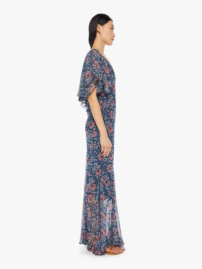 Women Mother Denim Ramya Dress Vintage Flowers Indigo