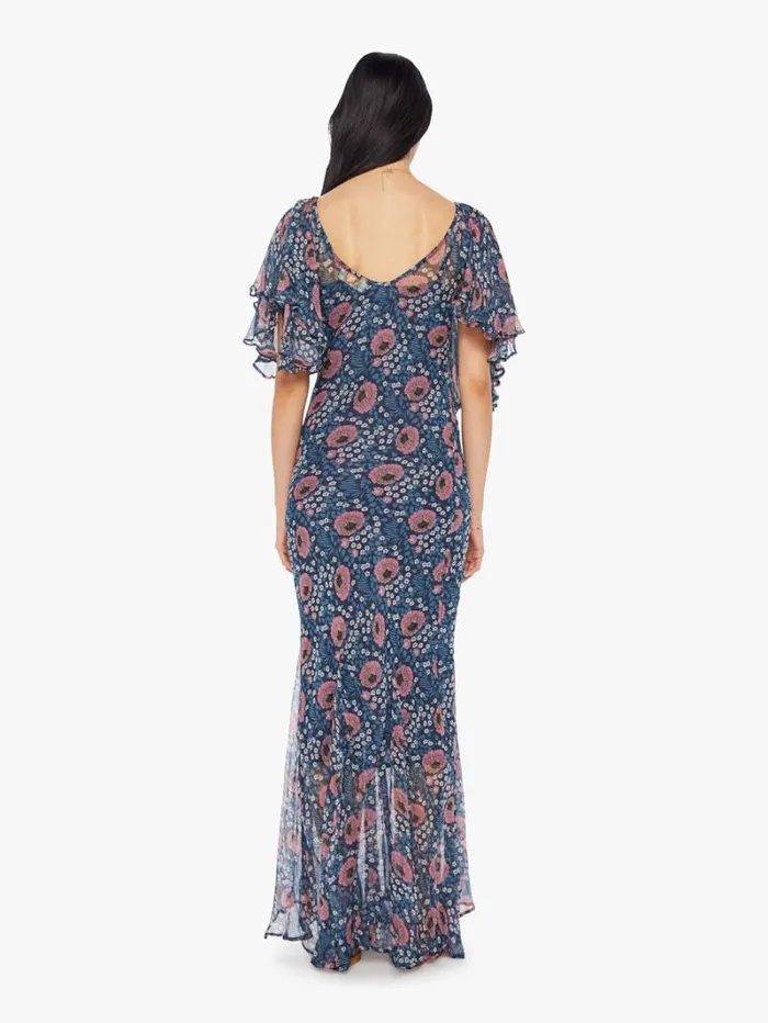Women Mother Denim Ramya Dress Vintage Flowers Indigo