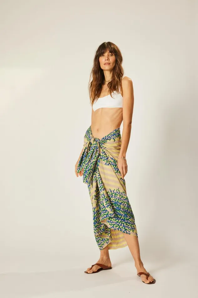 Women Natalie Martin Bottoms Sarong Batik Coral Bluegreen