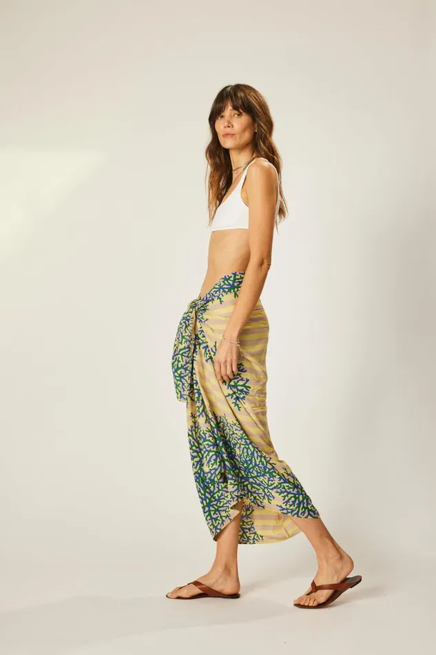 Women Natalie Martin Bottoms Sarong Batik Coral Bluegreen