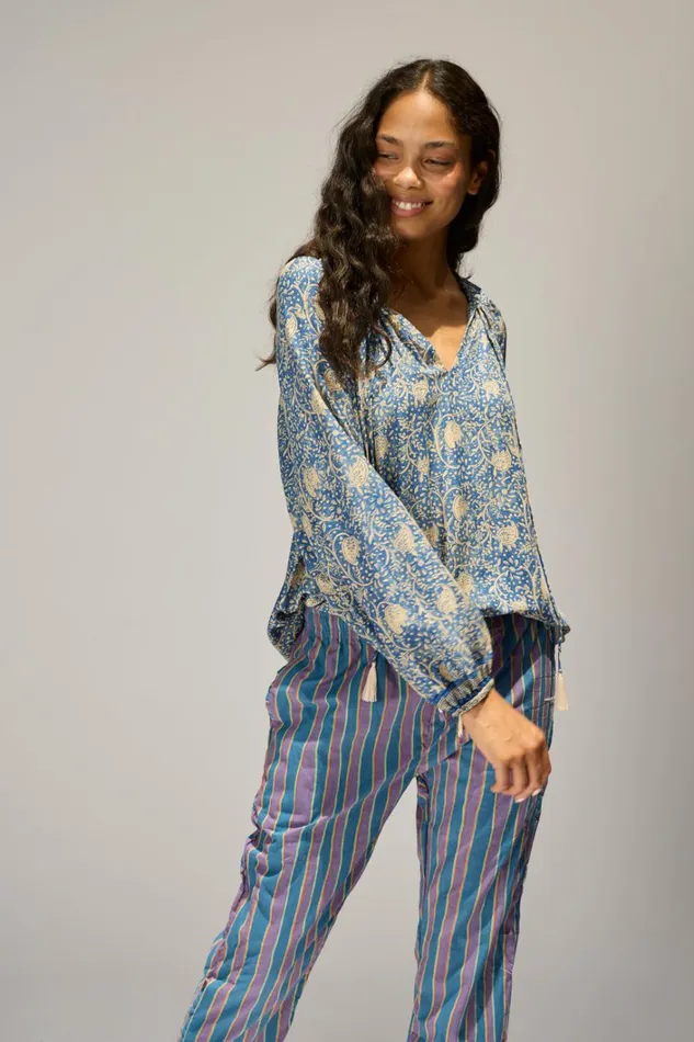 Women Natalie Martin Bottoms William Pant Unisex Batik Stripe Lavender