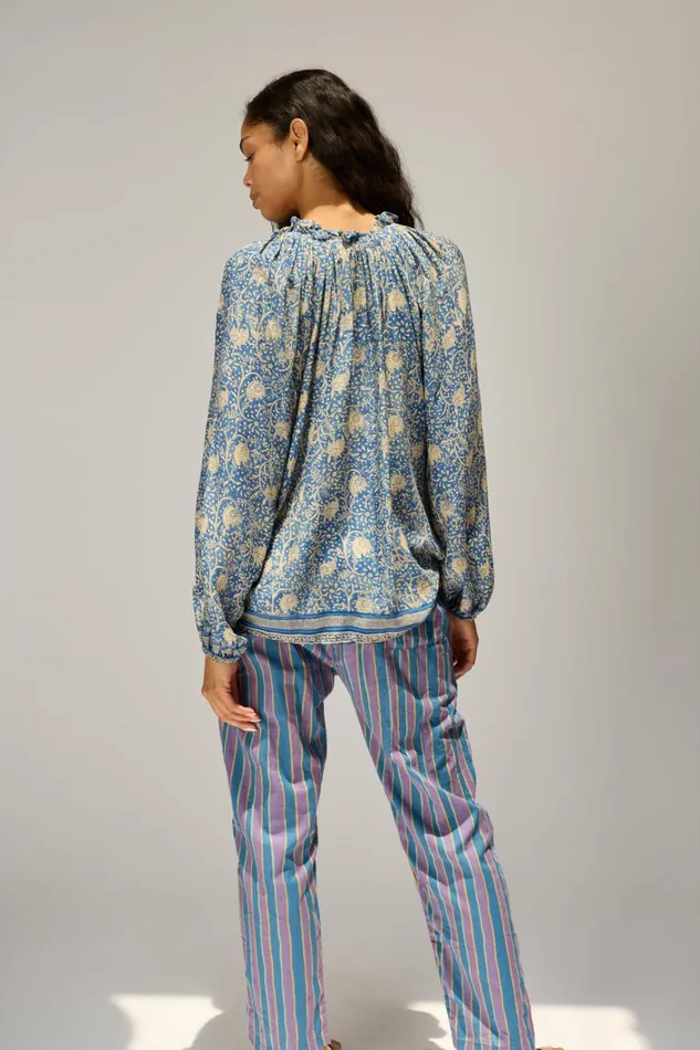 Women Natalie Martin Bottoms William Pant Unisex Batik Stripe Lavender