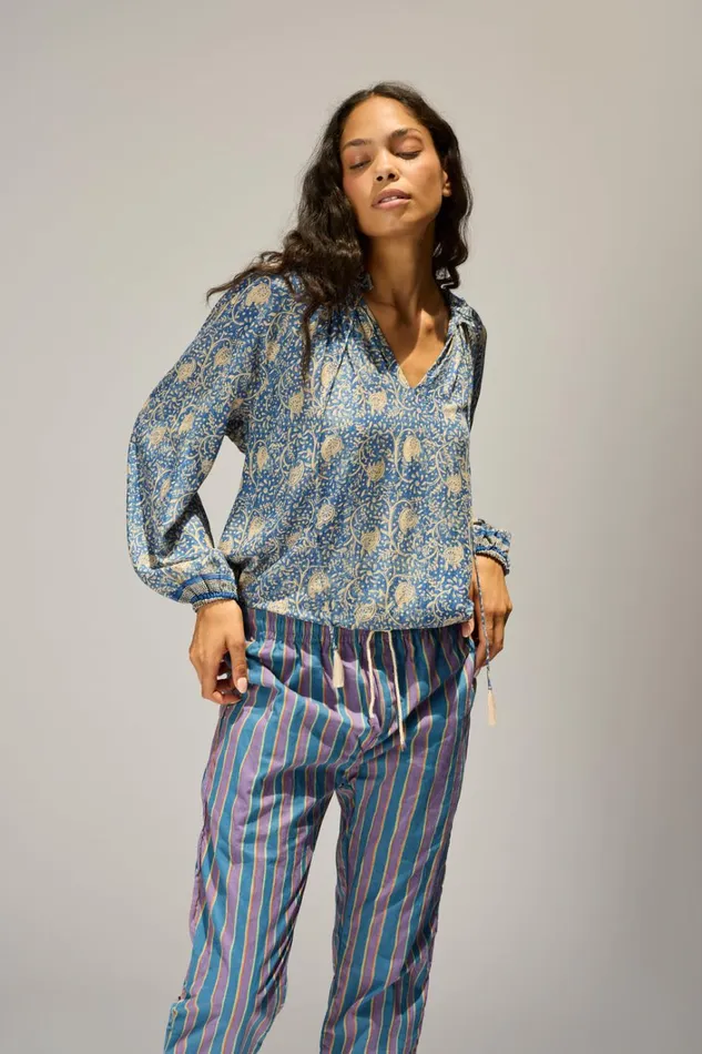 Women Natalie Martin Bottoms William Pant Unisex Batik Stripe Lavender