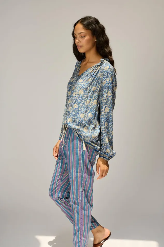 Women Natalie Martin Bottoms William Pant Unisex Batik Stripe Lavender