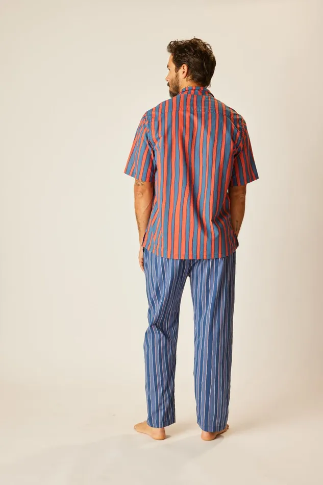 Women Natalie Martin Bottoms William Pant Unisex Batik Stripe Navy