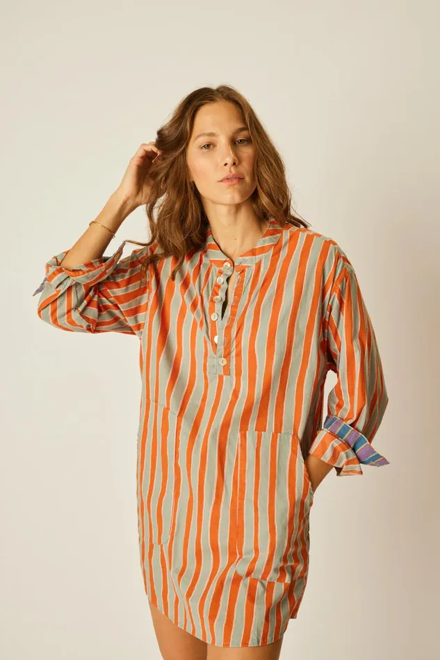 Women Natalie Martin CoverUps Aprs Swim Top Batik Stripe Sage