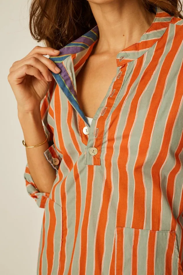 Women Natalie Martin CoverUps Aprs Swim Top Batik Stripe Sage