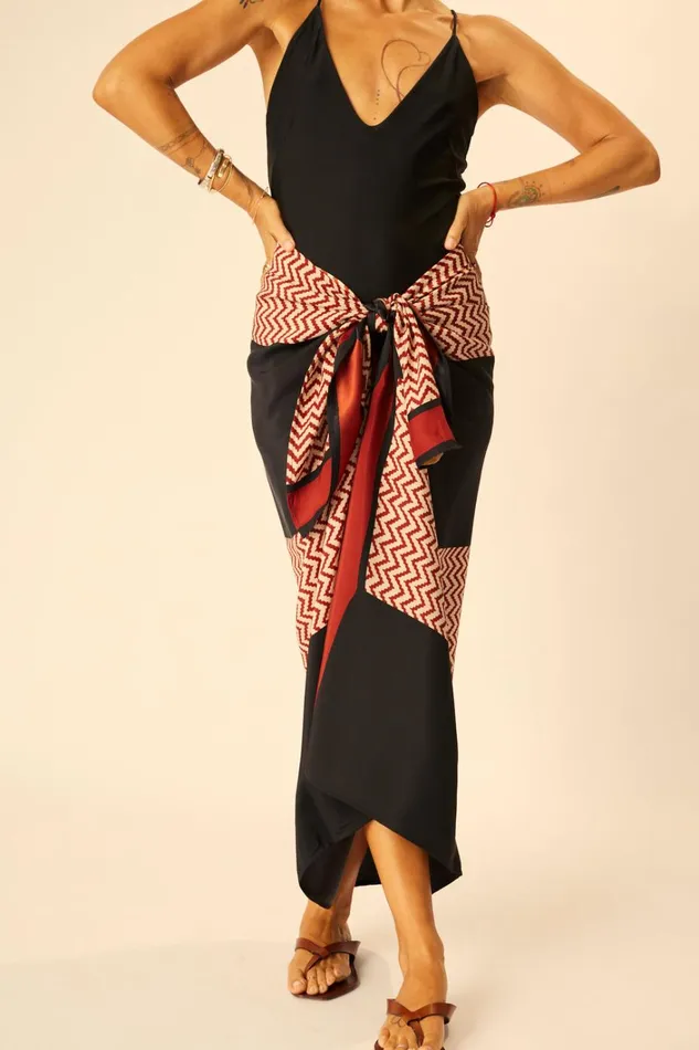 Women Natalie Martin CoverUps SarongScarf Block Zigzag Noire