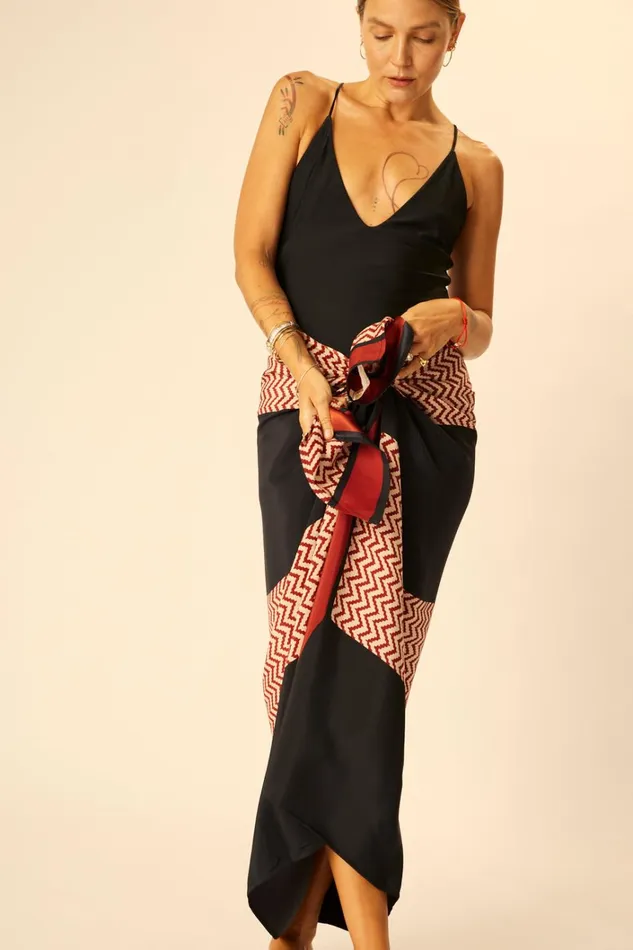 Women Natalie Martin CoverUps SarongScarf Block Zigzag Noire