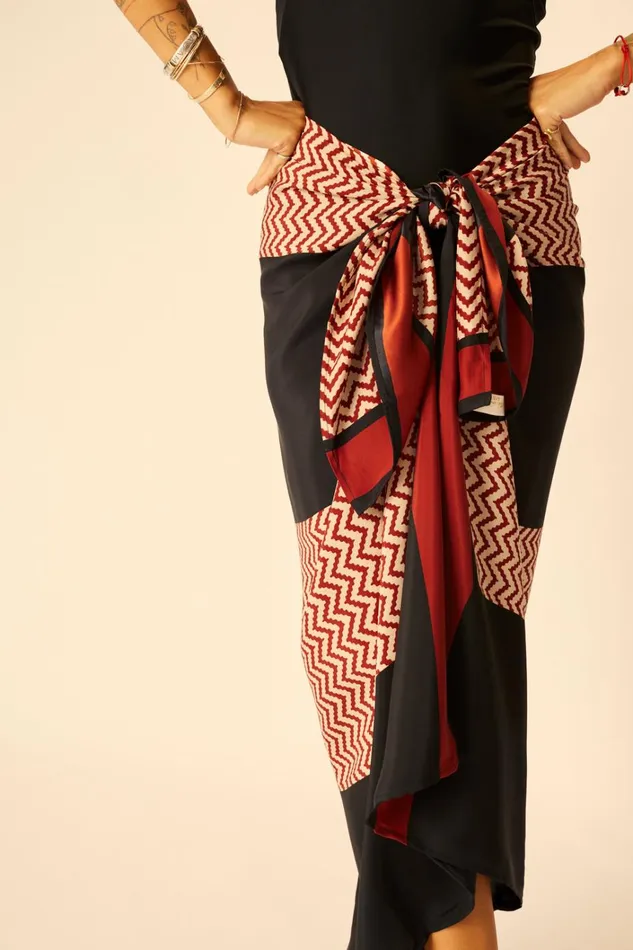 Women Natalie Martin CoverUps SarongScarf Block Zigzag Noire