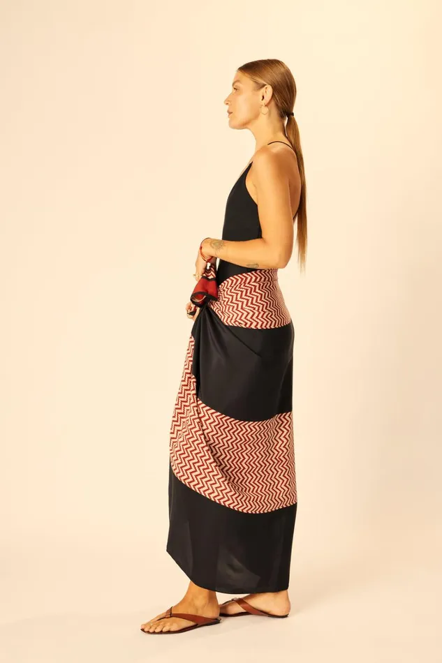 Women Natalie Martin CoverUps SarongScarf Block Zigzag Noire
