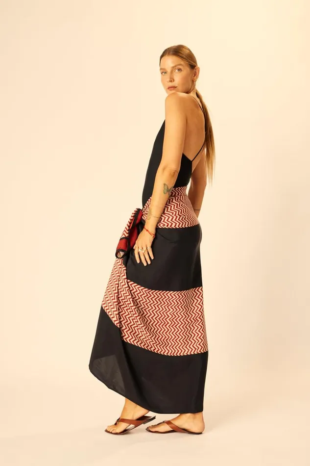Women Natalie Martin CoverUps SarongScarf Block Zigzag Noire