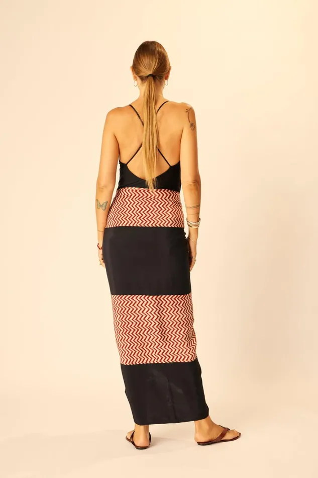 Women Natalie Martin CoverUps SarongScarf Block Zigzag Noire