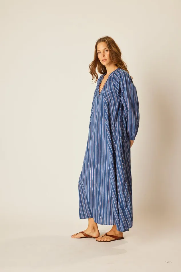 Women Natalie Martin Dresses Fiore Maxi Batik Stripe Navy