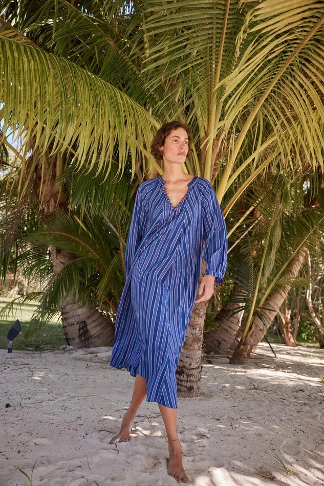Women Natalie Martin Dresses Fiore Maxi Batik Stripe Navy