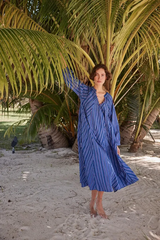Women Natalie Martin Dresses Fiore Maxi Batik Stripe Navy
