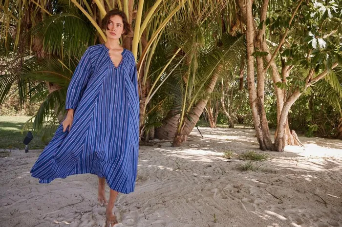 Women Natalie Martin Dresses Fiore Maxi Batik Stripe Navy