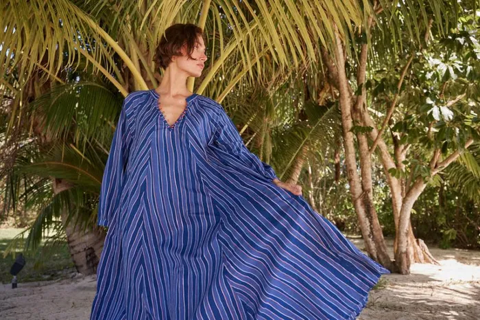 Women Natalie Martin Dresses Fiore Maxi Batik Stripe Navy
