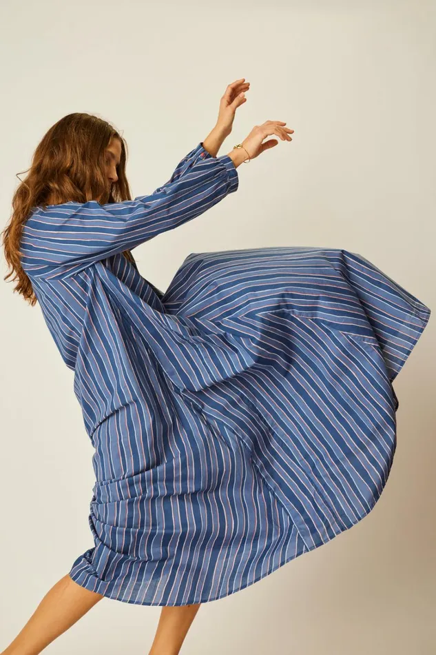 Women Natalie Martin Dresses Fiore Maxi Batik Stripe Navy