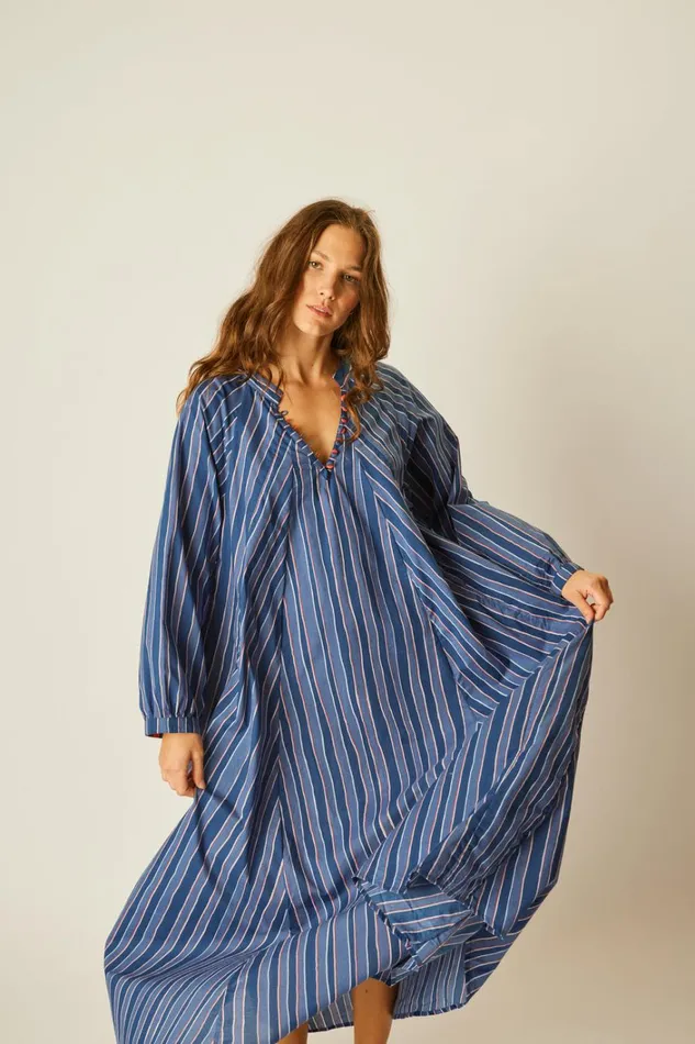Women Natalie Martin Dresses Fiore Maxi Batik Stripe Navy