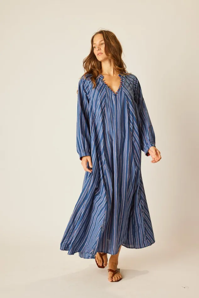 Women Natalie Martin Dresses Fiore Maxi Batik Stripe Navy