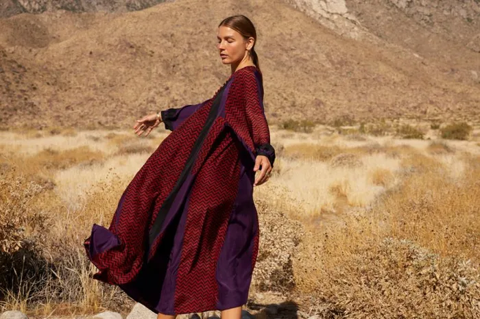 Women Natalie Martin Dresses Fiore Maxi Block Zigzag Aubergine