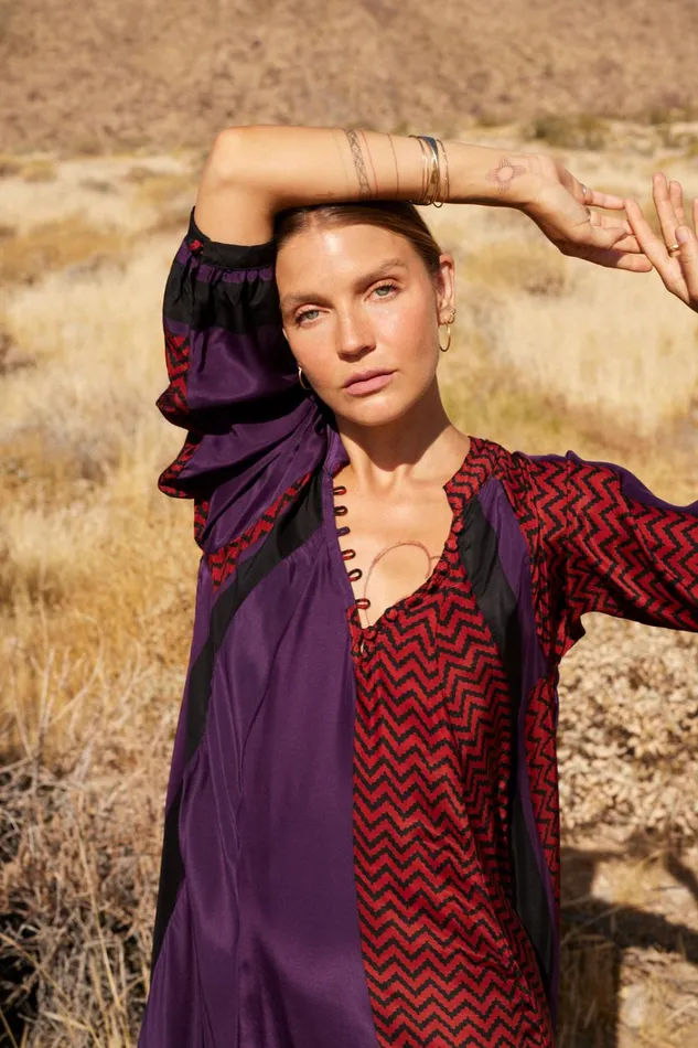 Women Natalie Martin Dresses Fiore Maxi Block Zigzag Aubergine
