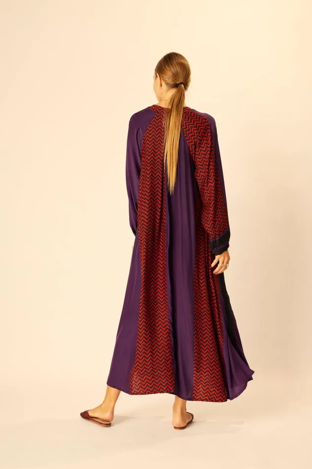 Women Natalie Martin Dresses Fiore Maxi Block Zigzag Aubergine