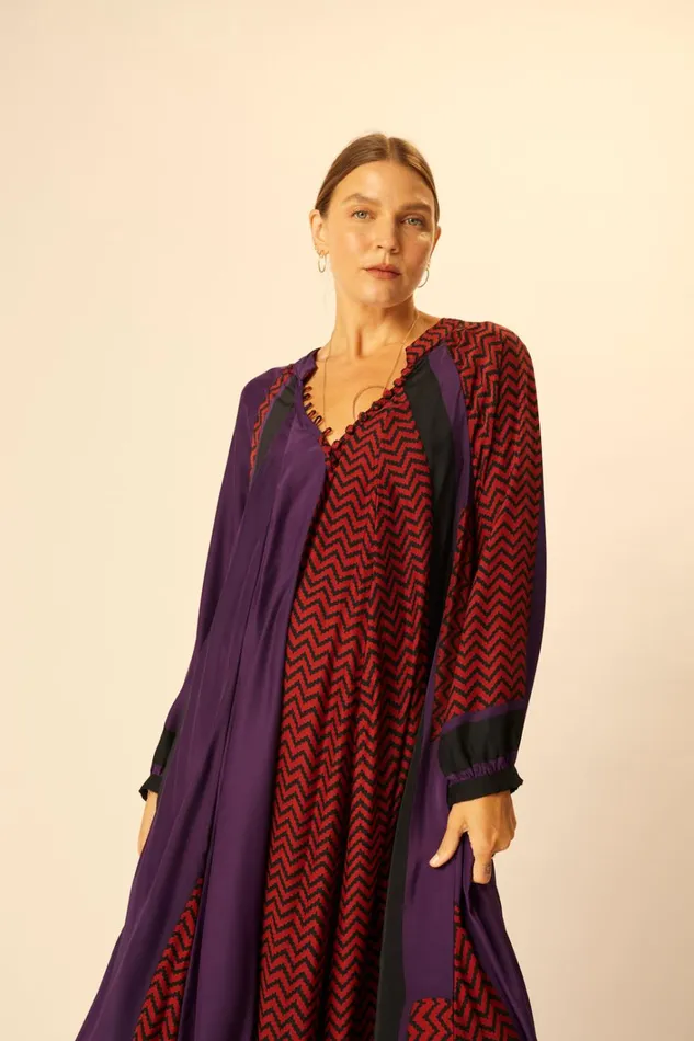 Women Natalie Martin Dresses Fiore Maxi Block Zigzag Aubergine