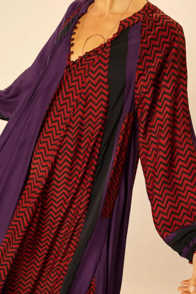 Women Natalie Martin Dresses Fiore Maxi Block Zigzag Aubergine