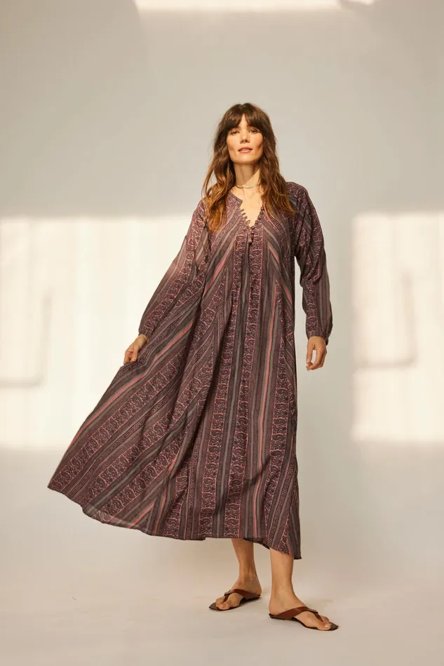 Women Natalie Martin Dresses Fiore Maxi Paisley Stripe Heather