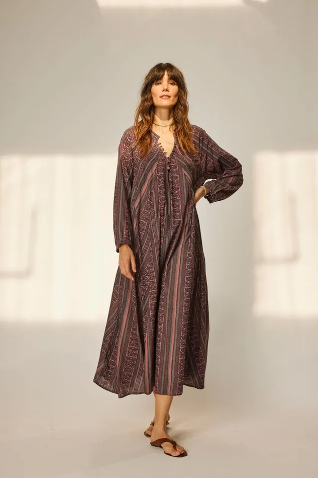 Women Natalie Martin Dresses Fiore Maxi Paisley Stripe Heather