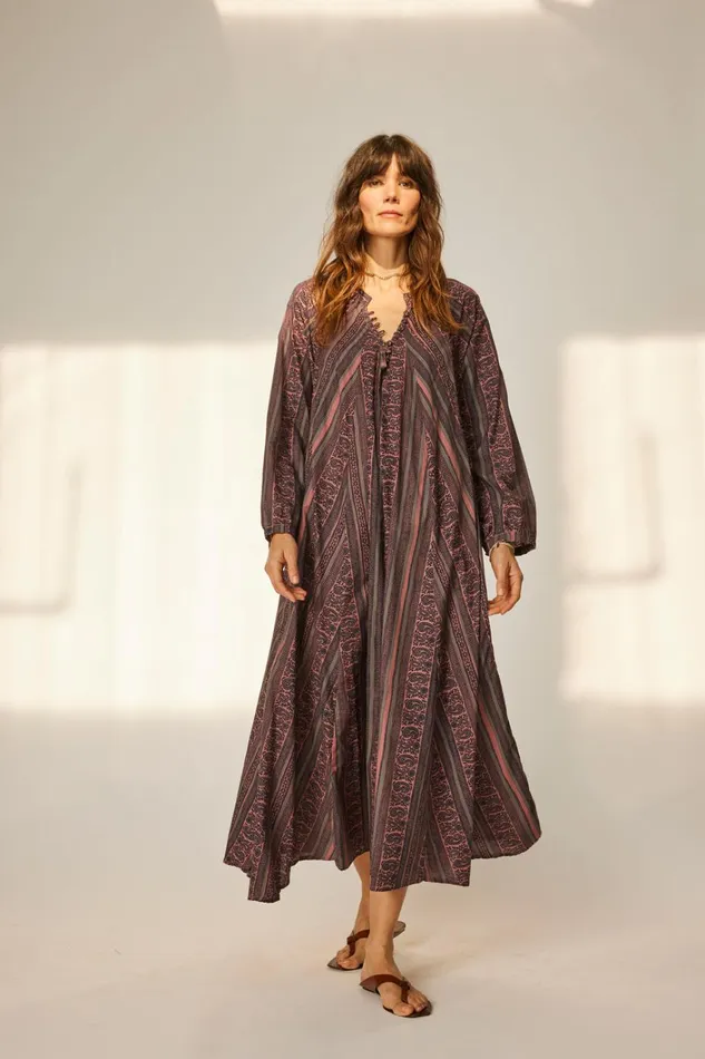 Women Natalie Martin Dresses Fiore Maxi Paisley Stripe Heather