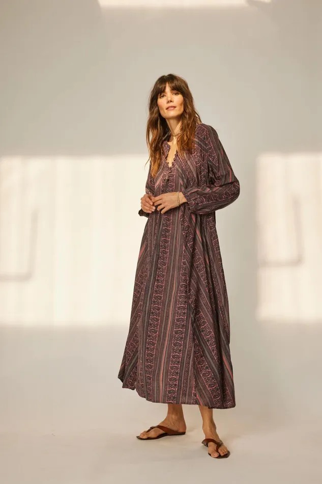 Women Natalie Martin Dresses Fiore Maxi Paisley Stripe Heather