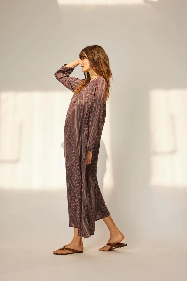 Women Natalie Martin Dresses Fiore Maxi Paisley Stripe Heather