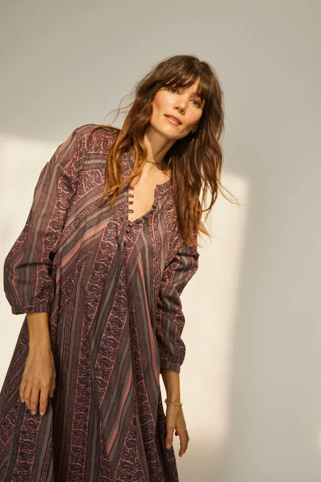 Women Natalie Martin Dresses Fiore Maxi Paisley Stripe Heather