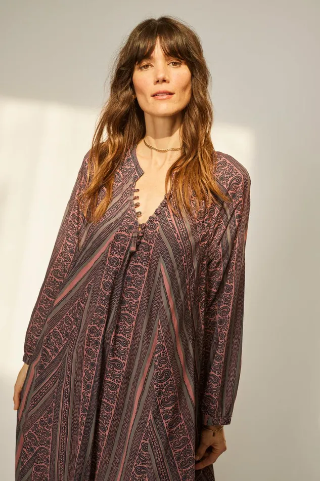 Women Natalie Martin Dresses Fiore Maxi Paisley Stripe Heather