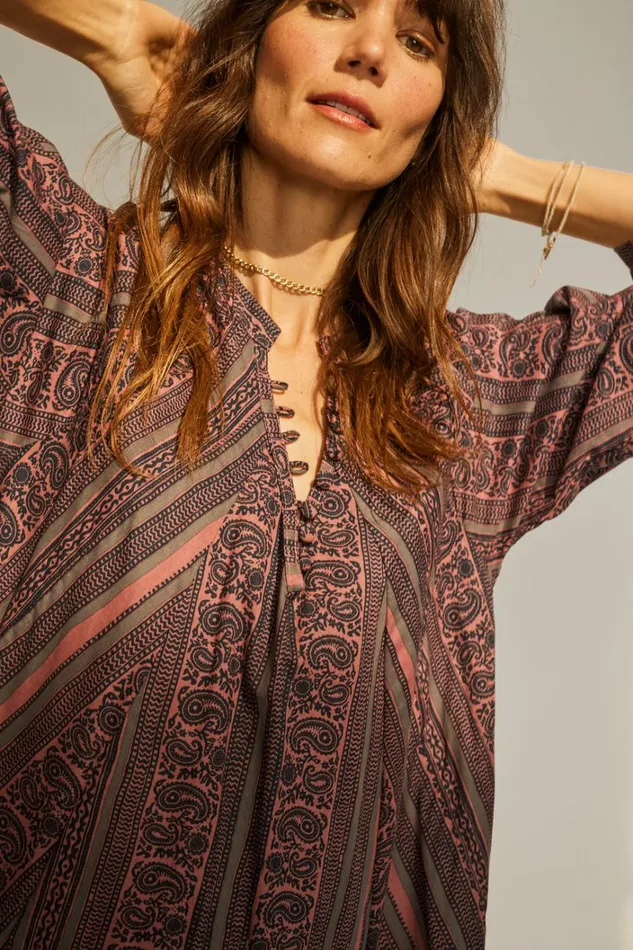 Women Natalie Martin Dresses Fiore Maxi Paisley Stripe Heather