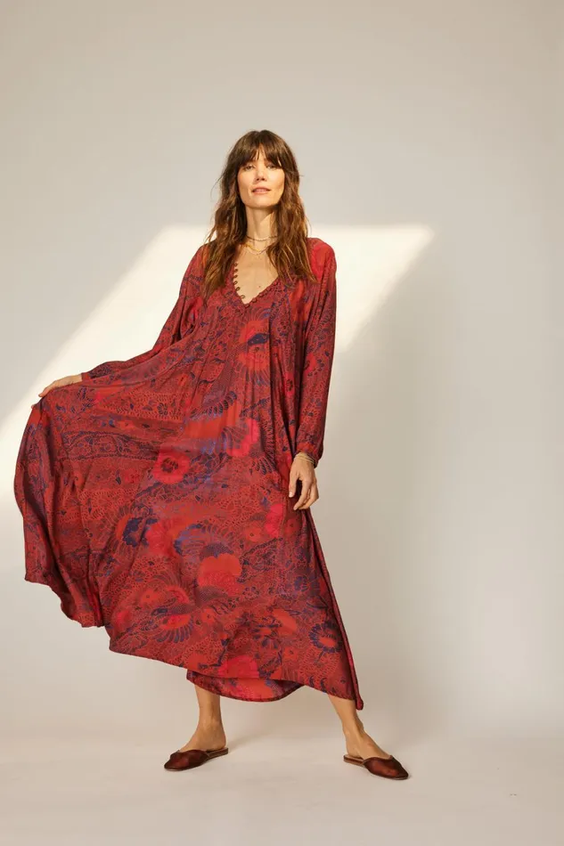 Women Natalie Martin Dresses Fiore Maxi Peacock Currant