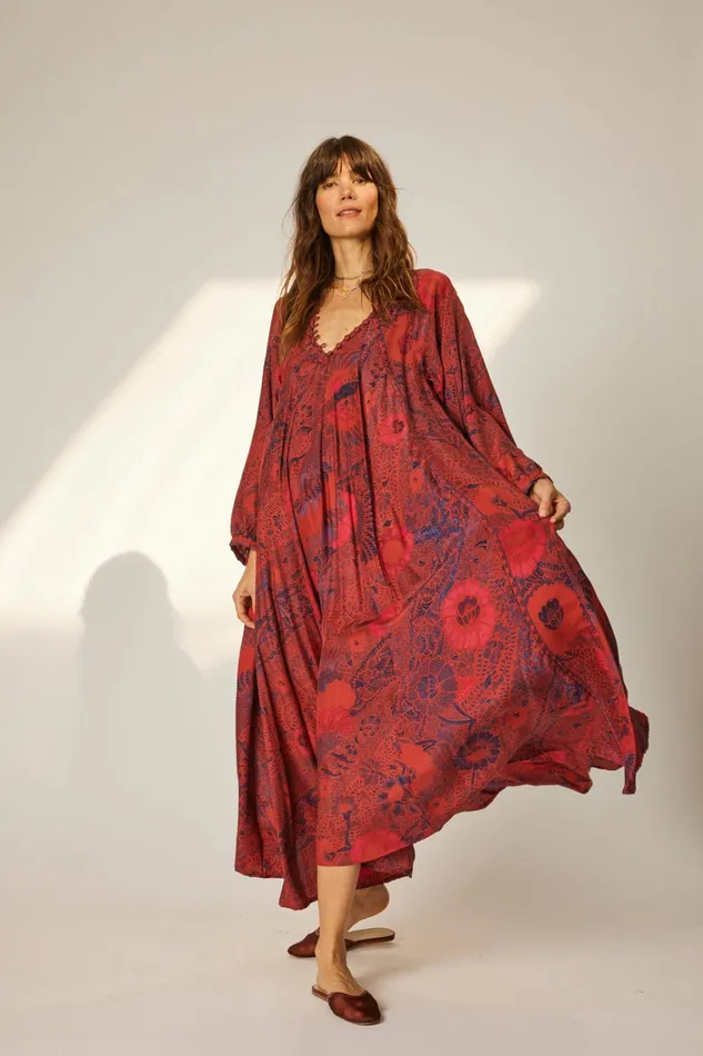 Women Natalie Martin Dresses Fiore Maxi Peacock Currant