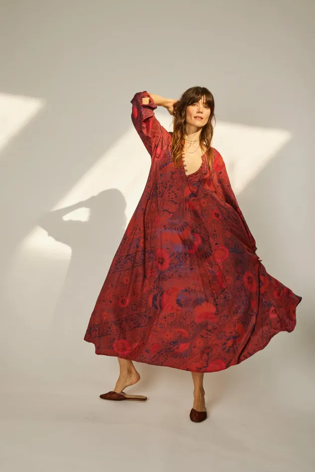 Women Natalie Martin Dresses Fiore Maxi Peacock Currant