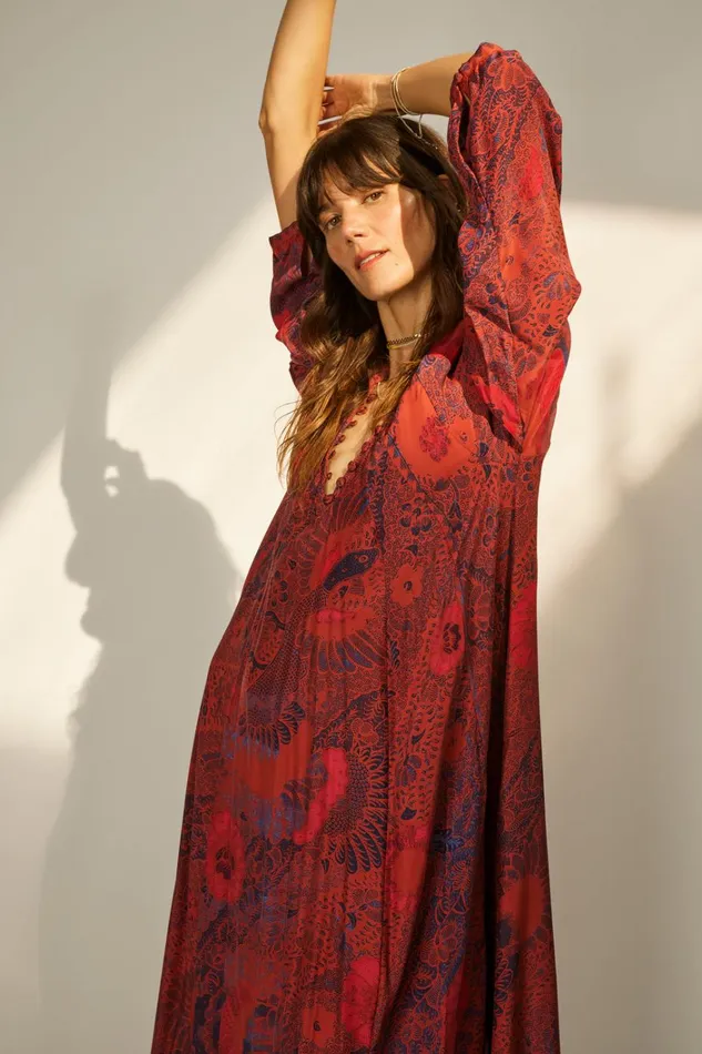 Women Natalie Martin Dresses Fiore Maxi Peacock Currant