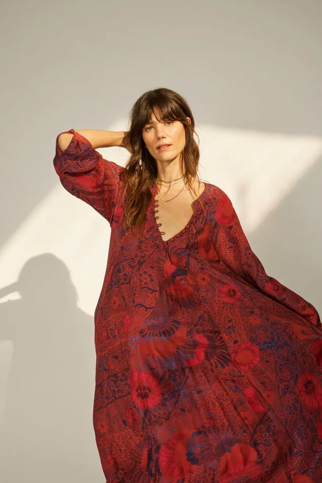 Women Natalie Martin Dresses Fiore Maxi Peacock Currant