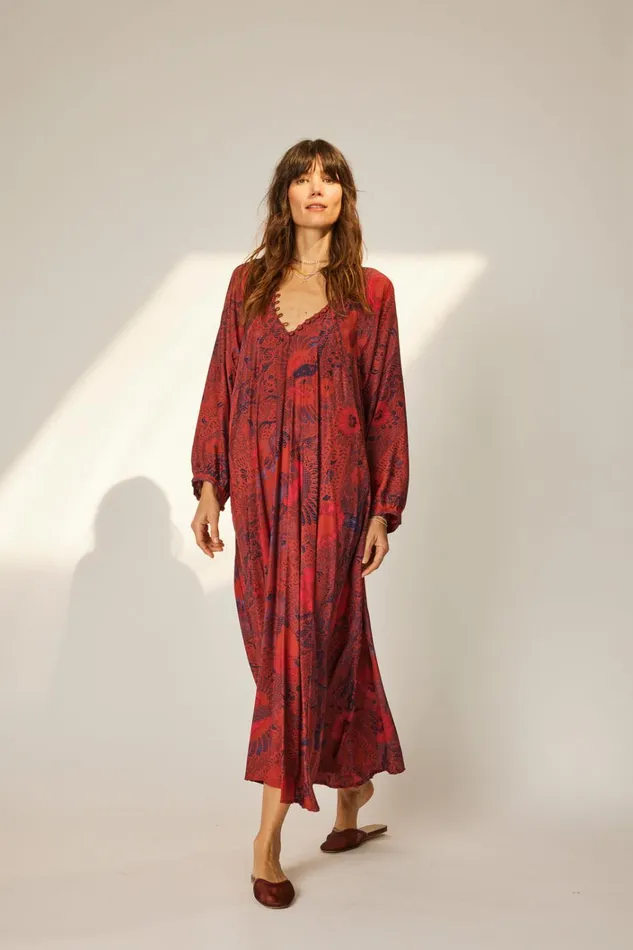 Women Natalie Martin Dresses Fiore Maxi Peacock Currant