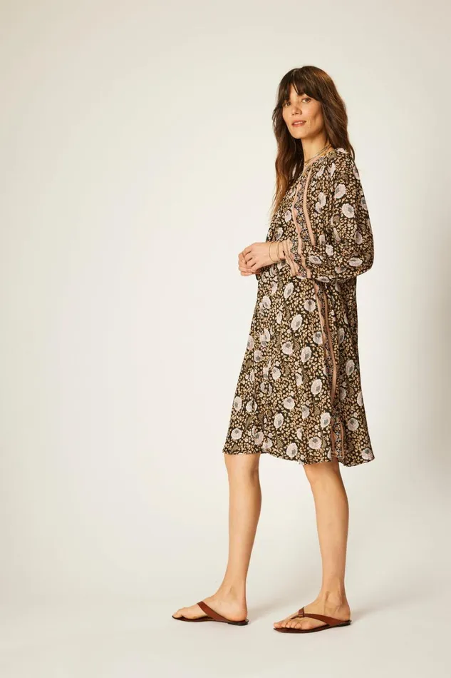 Women Natalie Martin Dresses Fiore Short Dress Vintage Flowers Sepia