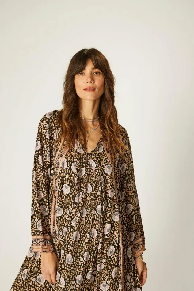 Women Natalie Martin Dresses Fiore Short Dress Vintage Flowers Sepia