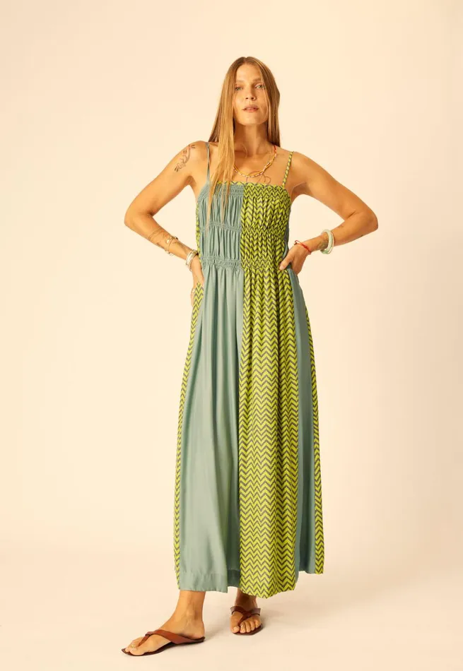 Women Natalie Martin Dresses Gina Maxi Block Zigzag Lime