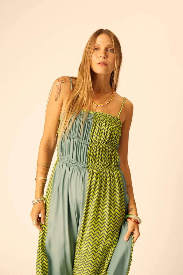 Women Natalie Martin Dresses Gina Maxi Block Zigzag Lime