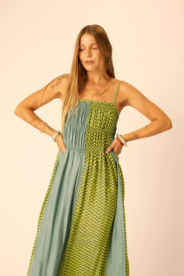 Women Natalie Martin Dresses Gina Maxi Block Zigzag Lime
