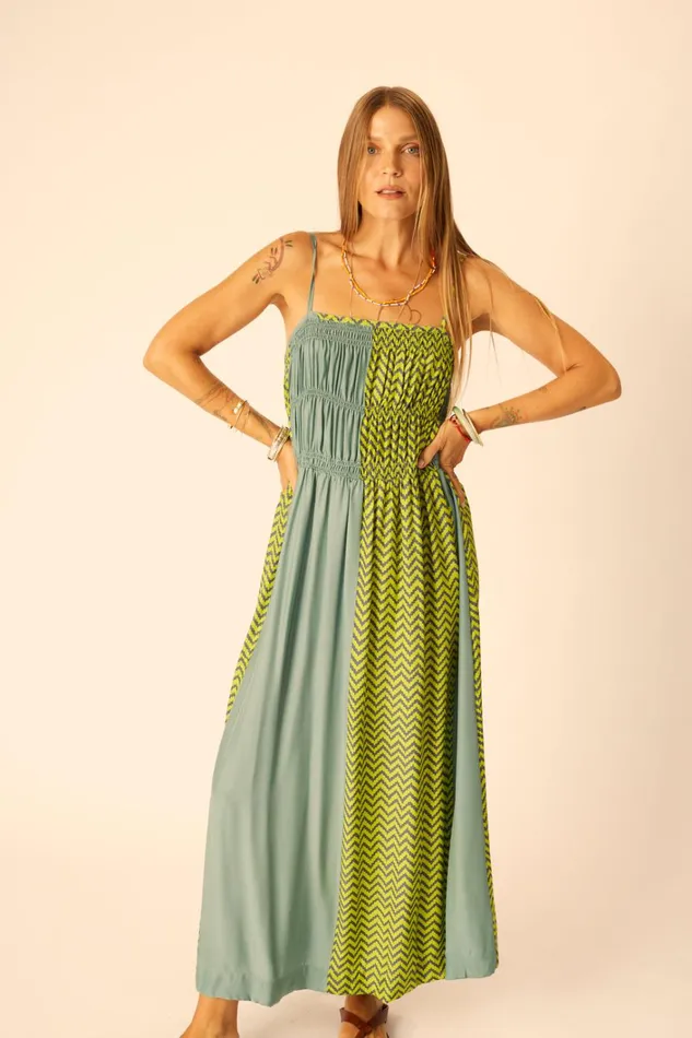 Women Natalie Martin Dresses Gina Maxi Block Zigzag Lime